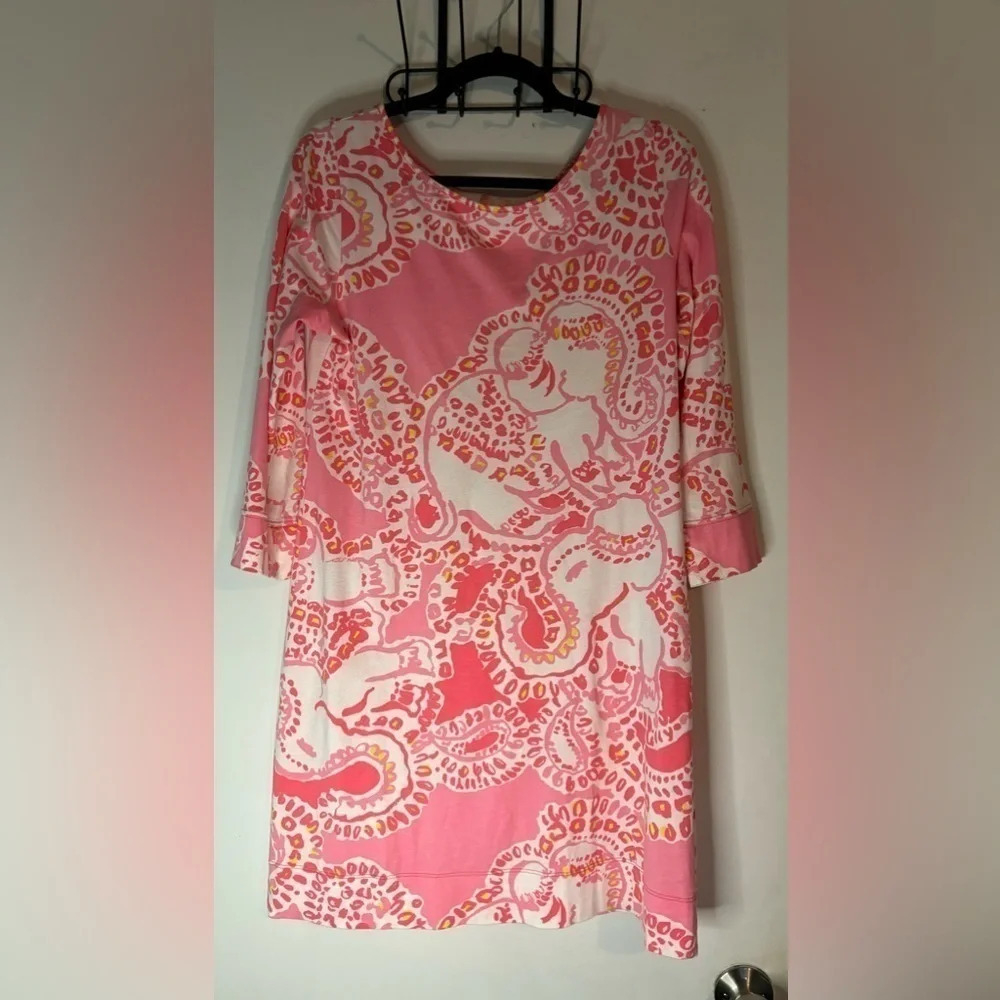 Lilly Pulitzer Womens Trunk in Love Marlowe Dress Sz Med Pima Cotton‎ Pink White